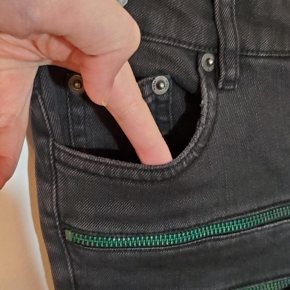 Maje Funky Black Low Rise Skinny Jeans with Zipper Accent Size 24 ~ Punk Rock - Picture 11 of 16